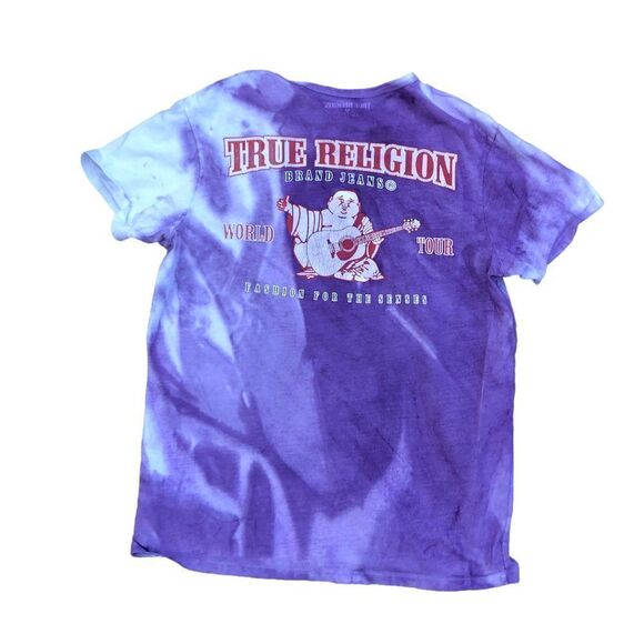 TIE Dyed True Religion Shirt Small Big Logo White/Purple - Picture 1 of 10